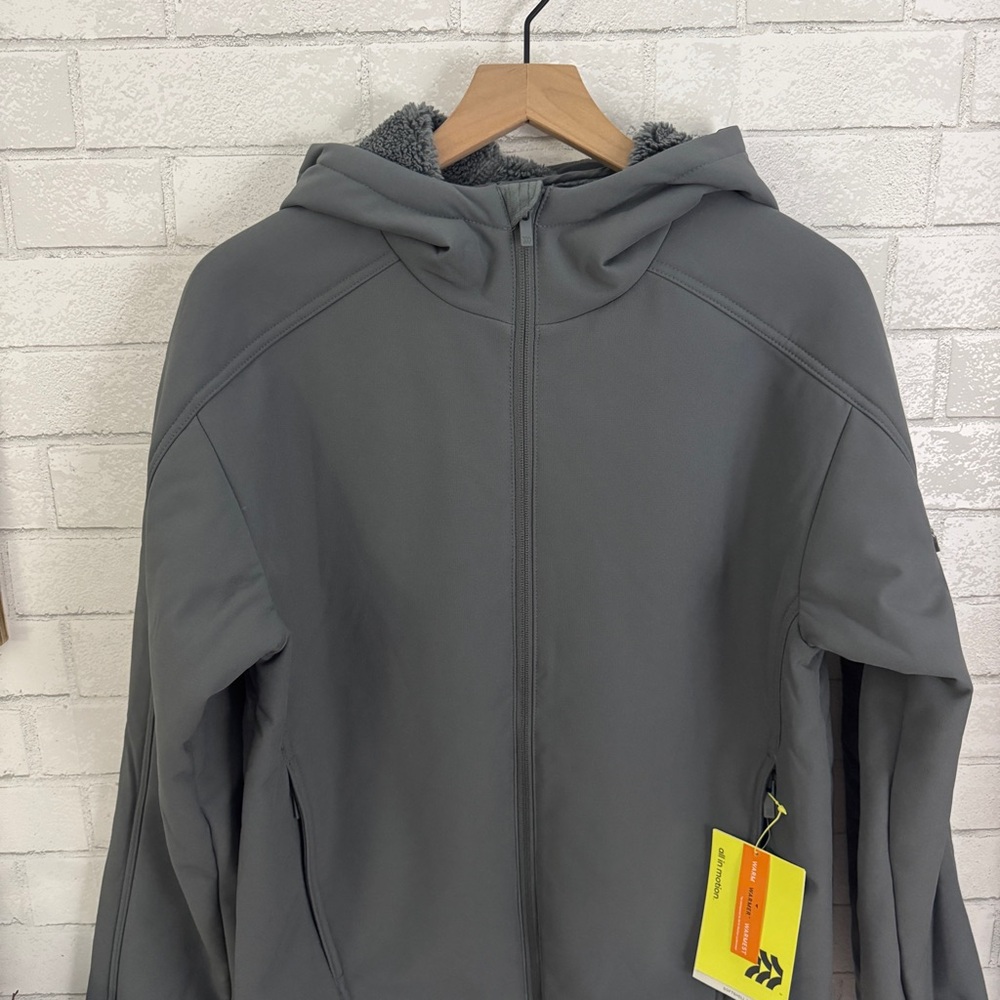 ALL IN MOTION Men’s Gray Hooded Softshell Fleece Jacket - Picture 2 of 11